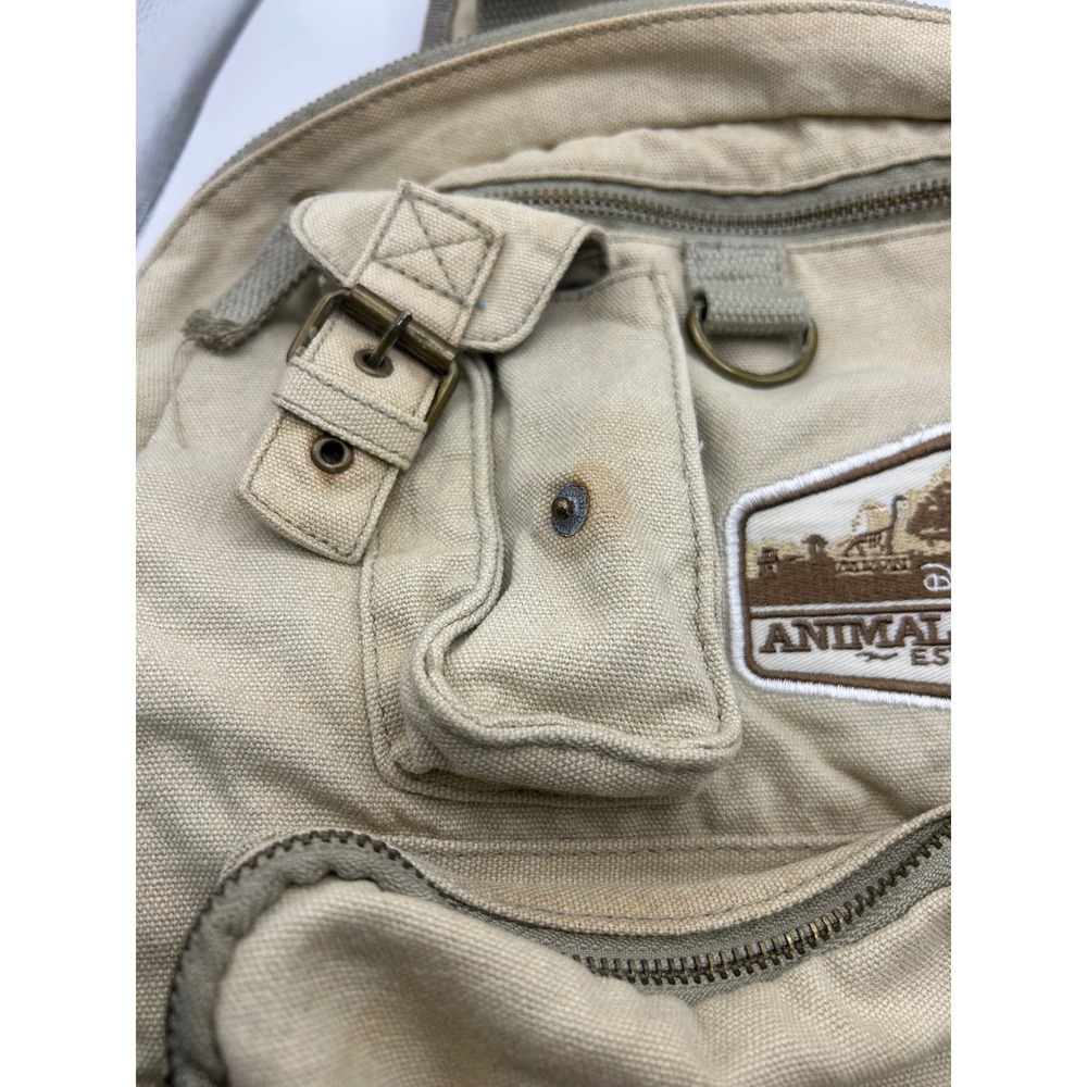 Disney Animal Kingdom Vintage Khaki Canvas Sling Backpack Safari Bag Est 1998 - Picture 3 of 5